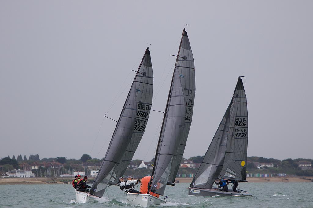 Nick Rogers, sailing Black, in pursuit of two SB20s on The Solent ©  Jennifer Burgis